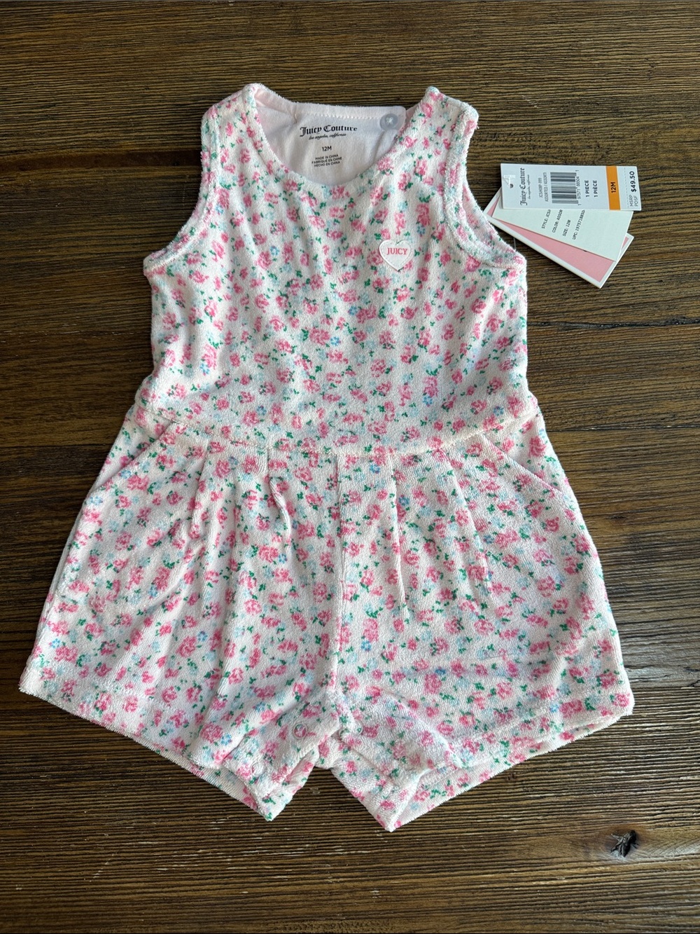 Juicy Couture Pink Floral Terry Girls Romper